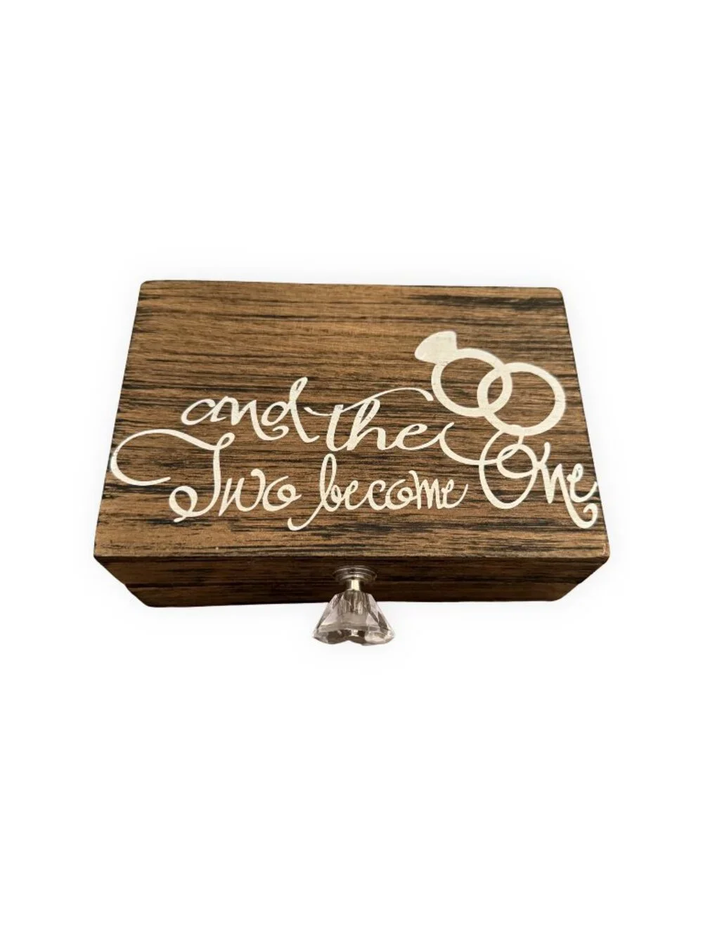 Wood Ring Bearer Box Mr and Mrs Two Become One Rustic Burlap Wedding